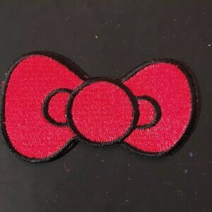 Hello Kitty Bow Embroidery Iron On Sew On Patch Est. 3"